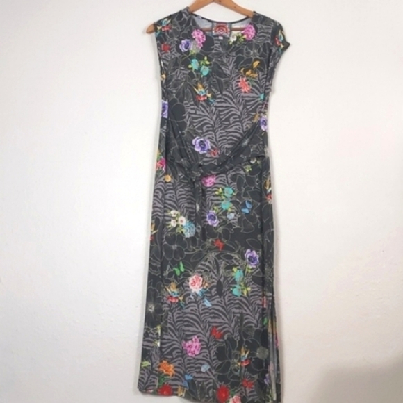 Johnny Was Dresses & Skirts - JOHNNY WAS Zippy Tie Front Knit Midi Dress Floral Size XS